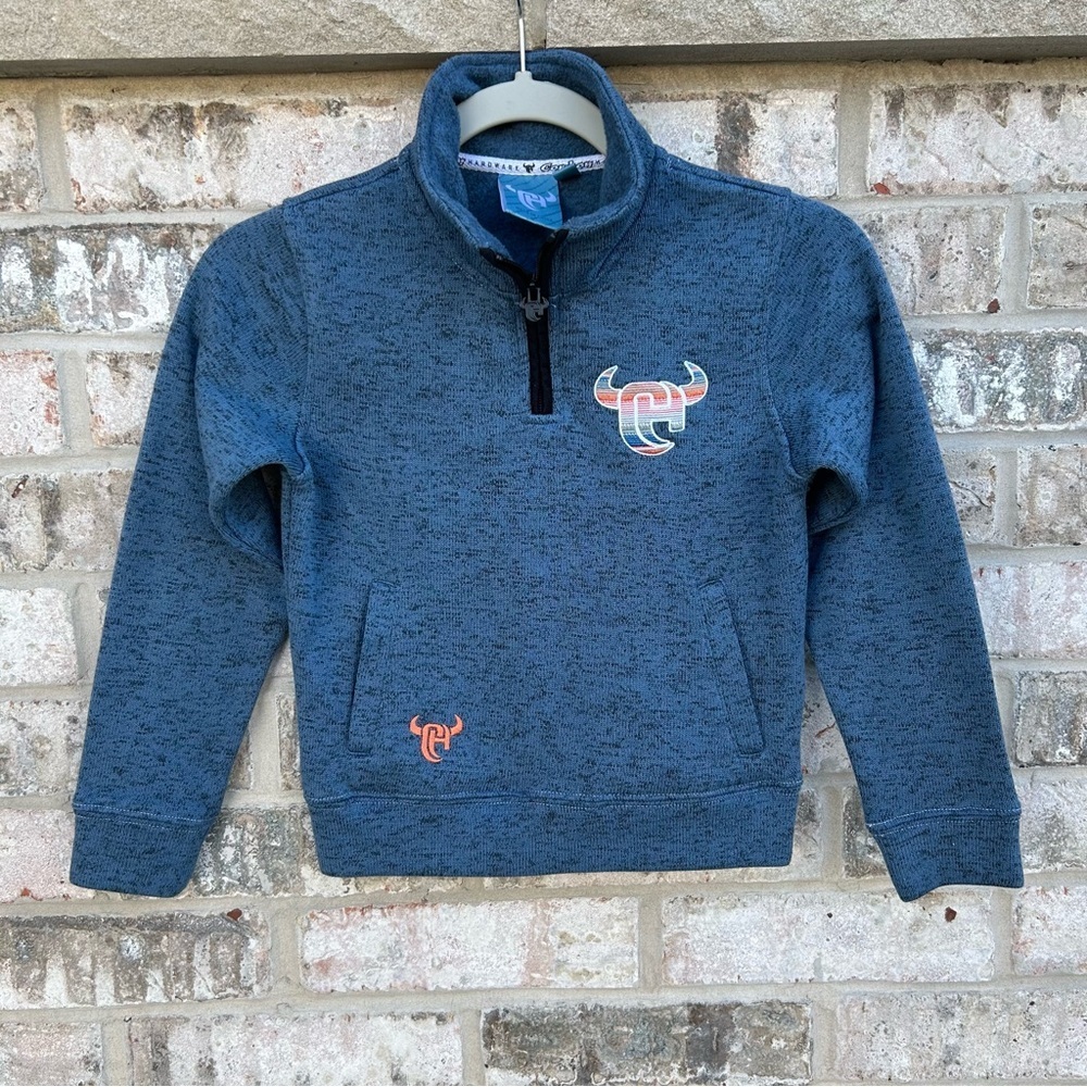 Cowboy Hardware Youth Quarter Zip Sweatshirt XS (5) Blue Fleece